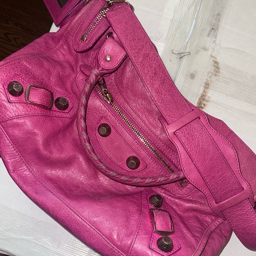 Balenciaga Fuchsia Leather Shoulder Bag